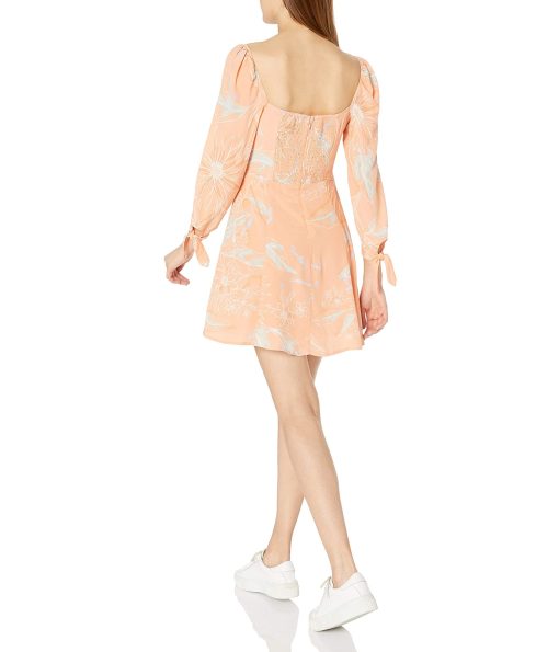 ASTR the Label Women's Long Sleeve Windsor Mini Dress Coral Sketch Floral