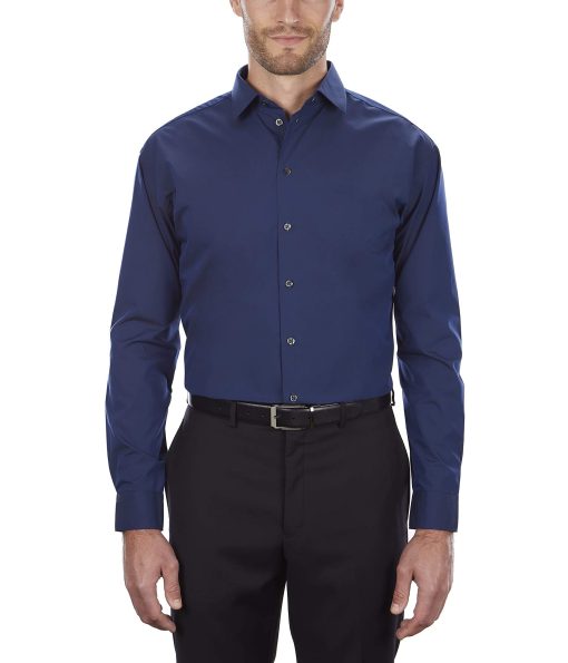 Kenneth Cole Unlisted Men's Dress Shirt Regular Fit Solid Medium Blue