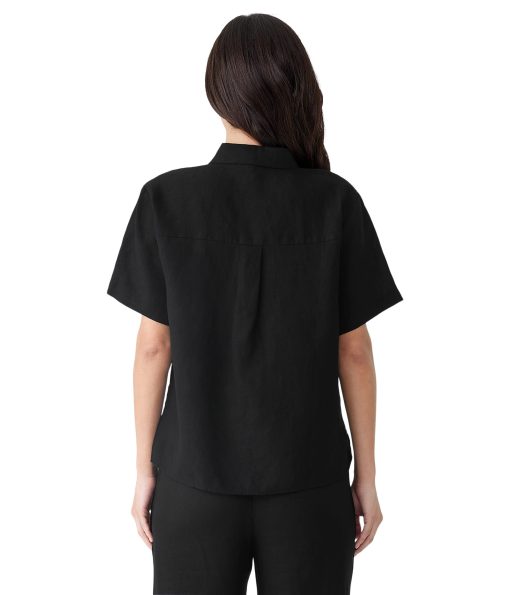 Eileen Fisher Classic Collar Short Sleeve Shirt Black