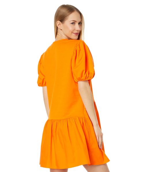 English Factory Knit Woven Mixed Dress Orange