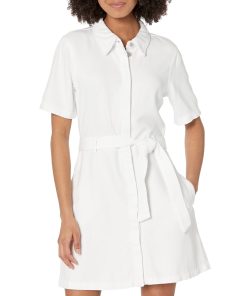 7 For All Mankind Belted Shirtdress Brilliant White