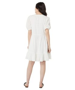 Vince Camuto Puff Sleeve Babydoll Dress New Ivory