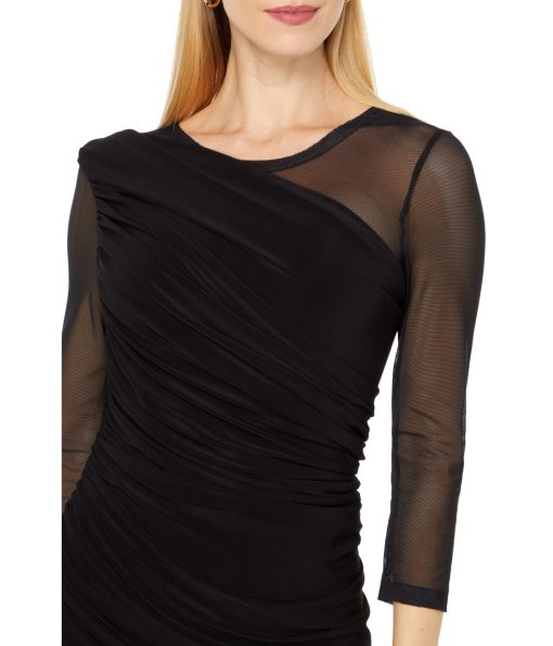 Norma Kamali Long Sleeve Diana Gown Black/Black Mesh