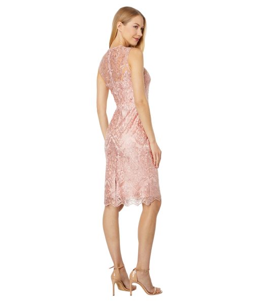 Vince Camuto Embroidered Mesh Sleeveless Illusion Bodycon Blush
