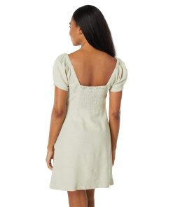 Madewell Linen-Cotton Puff-Sleeve Mini Dress Faded Seagrass