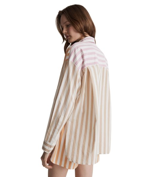 Madewell Oversized Patch Pocket Long Sleeve Shirt - Stripe Block Crinkle Poplin Ochre Fresco