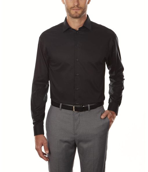 Kenneth Cole Unlisted Men's Dress Shirt Regular Fit Solid Black