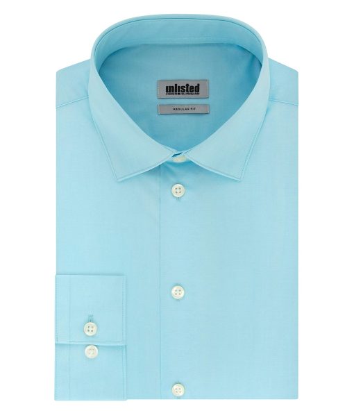 Kenneth Cole Unlisted Men's Dress Shirt Regular Fit Solid Aqua