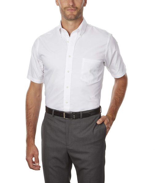 Van Heusen Men's Dress Shirts Short Sleeve Oxford Solid White