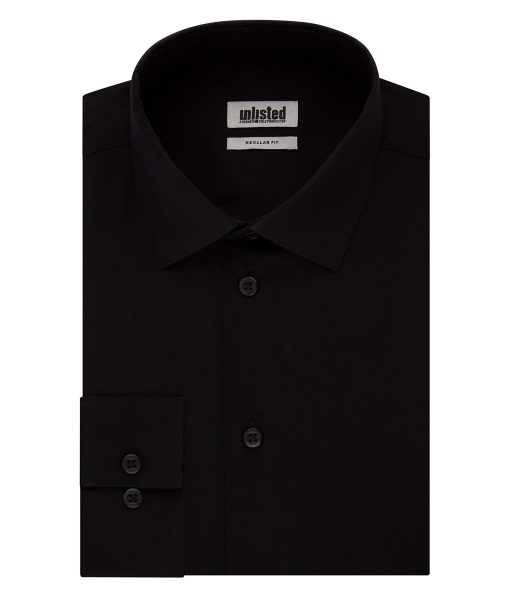 Kenneth Cole Unlisted Men's Dress Shirt Regular Fit Solid Black