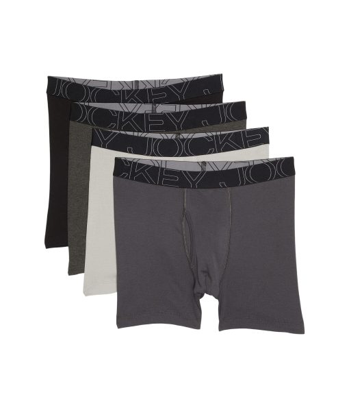 Jockey Active Blend Boxer Brief 4-Pack Quartz Grey/Trusted Pewter/Charcoal Heather/Black