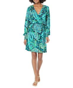 Lilly Pulitzer Talley Long Sleeve Dress Low Tide Navy Catty Purrsonality