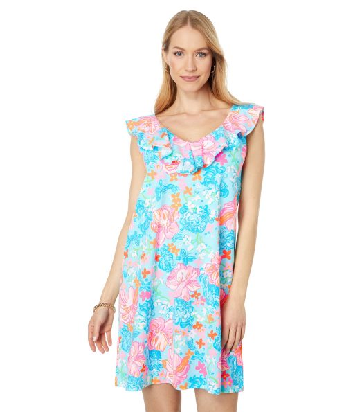 Lilly Pulitzer Alessa Dress Surf Blue Luscious Lions