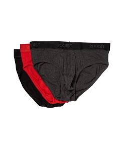 2(X)IST 3-Pack ESSENTIAL No Show Brief Black/Charcoal Heather/Red