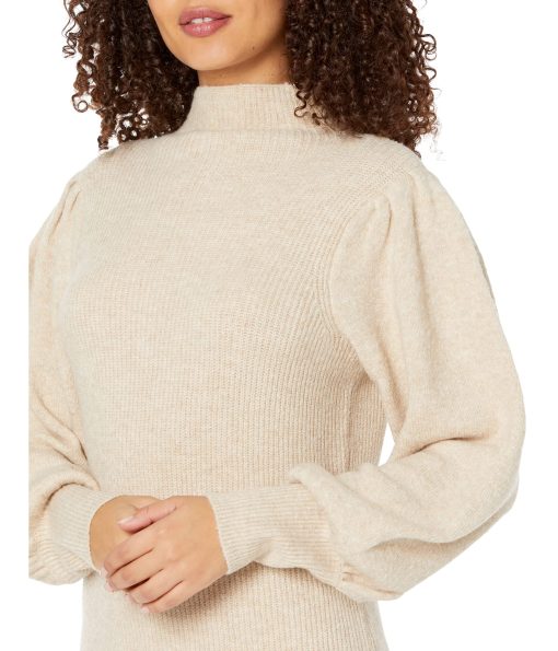 Madewell Mock Neck Puff Sleeve Mini Sweaterdress Heather Stone
