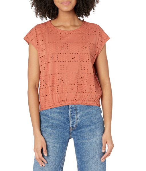 Madewell Per Se Eyelet Top Earthen Red