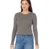 Lucky Brand Embroidered Peasant Top Whitecap Gray