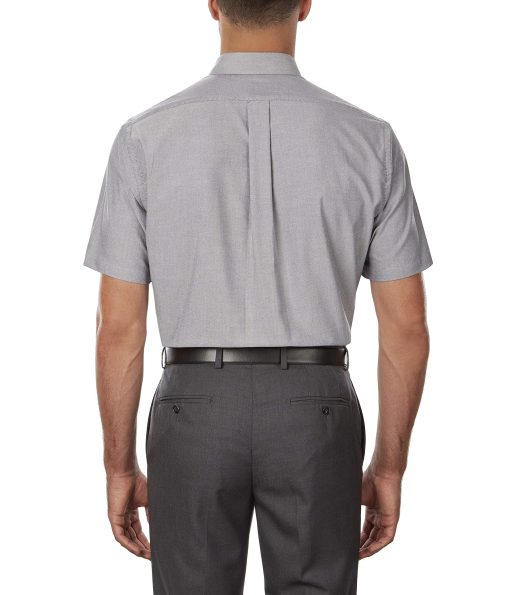 Van Heusen Men's Short Sleeve Dress Shirt Regular Fit Oxford Solid Greystone