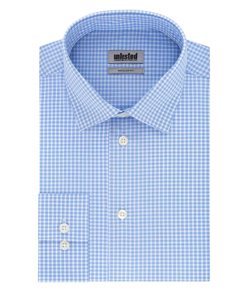 Kenneth Cole Unlisted by Kenneth Cole Men's Dress Shirt Regular Fit Checks and Stripes (Patterned) Light Blue