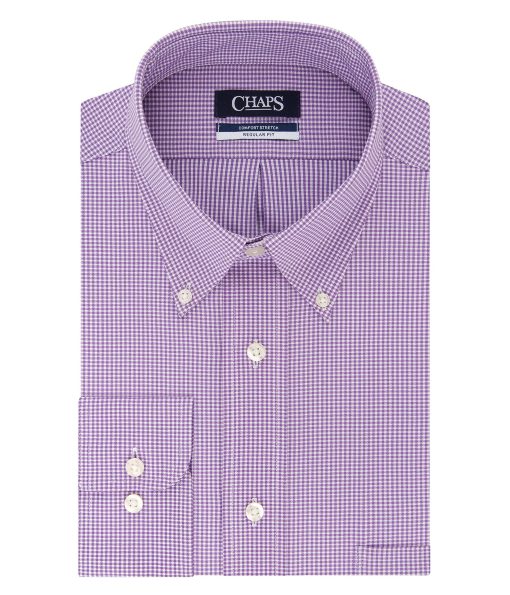 Kenneth Cole Unlisted by Kenneth Cole Men's Dress Shirt Regular Fit Checks and Stripes (Patterned) Purple